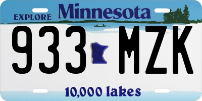 MN license plate 933MZK