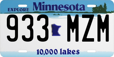 MN license plate 933MZM