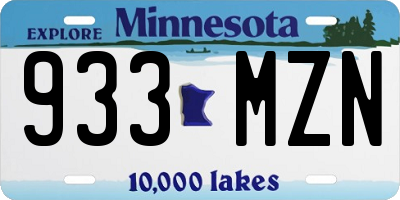 MN license plate 933MZN