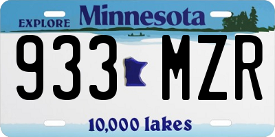 MN license plate 933MZR