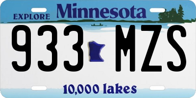 MN license plate 933MZS