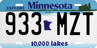 MN license plate 933MZT