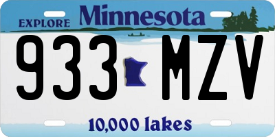 MN license plate 933MZV