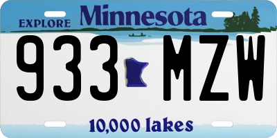MN license plate 933MZW