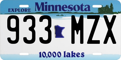 MN license plate 933MZX
