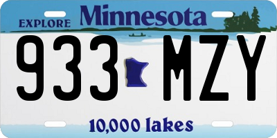 MN license plate 933MZY
