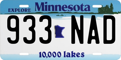 MN license plate 933NAD