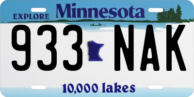 MN license plate 933NAK