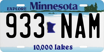 MN license plate 933NAM