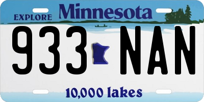 MN license plate 933NAN