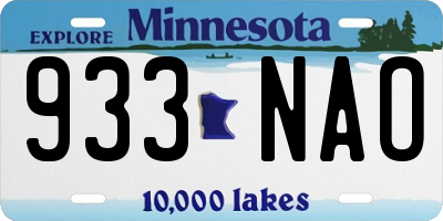 MN license plate 933NAO