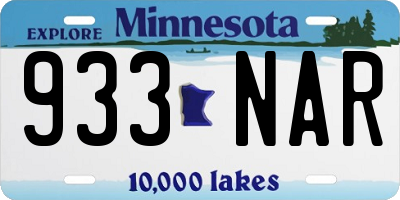 MN license plate 933NAR