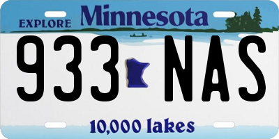 MN license plate 933NAS