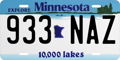 MN license plate 933NAZ