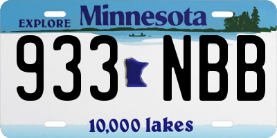 MN license plate 933NBB