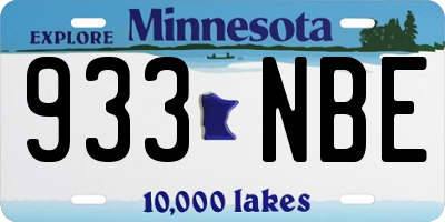 MN license plate 933NBE