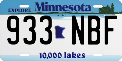 MN license plate 933NBF
