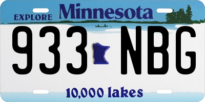 MN license plate 933NBG