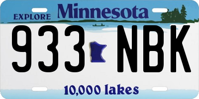 MN license plate 933NBK