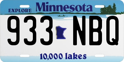 MN license plate 933NBQ