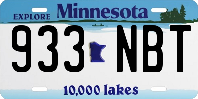 MN license plate 933NBT