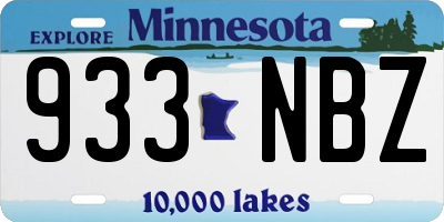 MN license plate 933NBZ