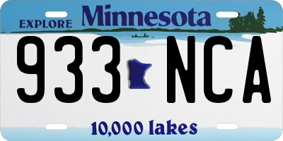 MN license plate 933NCA