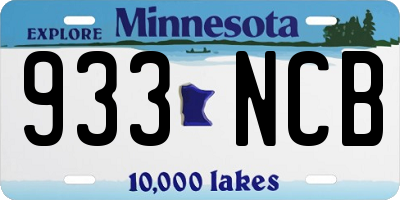 MN license plate 933NCB