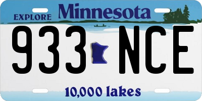 MN license plate 933NCE