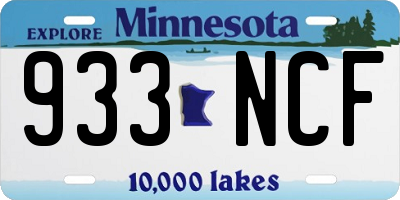 MN license plate 933NCF