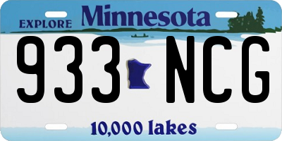 MN license plate 933NCG