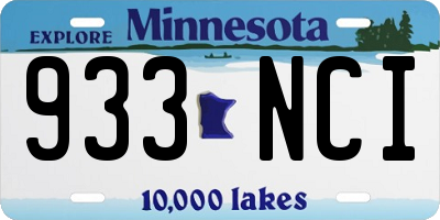 MN license plate 933NCI