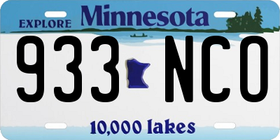 MN license plate 933NCO