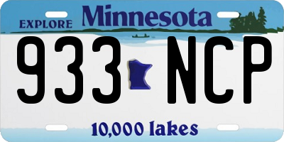MN license plate 933NCP