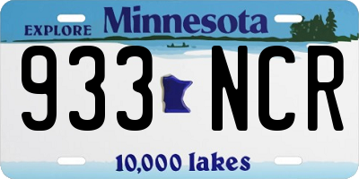 MN license plate 933NCR