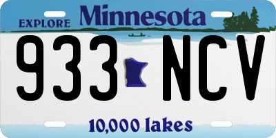 MN license plate 933NCV