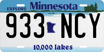 MN license plate 933NCY