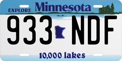 MN license plate 933NDF