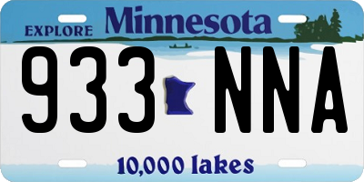 MN license plate 933NNA