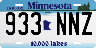 MN license plate 933NNZ