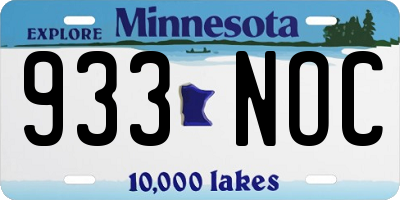 MN license plate 933NOC