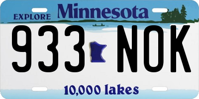 MN license plate 933NOK