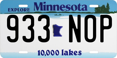 MN license plate 933NOP