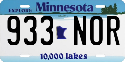 MN license plate 933NOR