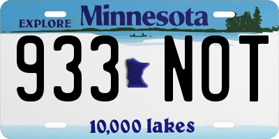 MN license plate 933NOT