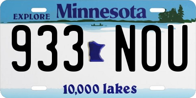 MN license plate 933NOU