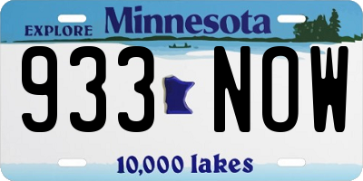 MN license plate 933NOW
