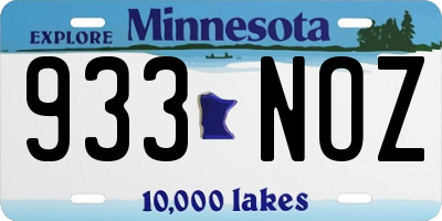 MN license plate 933NOZ
