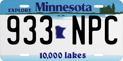 MN license plate 933NPC