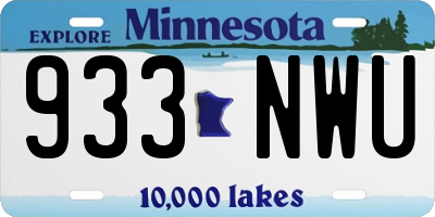 MN license plate 933NWU